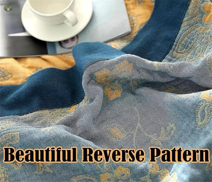 MSGKV Boho Throw Blanket Summer Blanket 100% Cotton Boho Couch Cover,Versatile Knit Woven Blankets,Super Soft Warm & Decorative Blanket for Chair Bed Sofa and Living Room,60''Wx 80''L