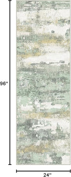 Runner Rug for Hallway Kitchen, 2x8 Machine Washable Runners Rug for Entryway, Light Green Soft Modern Abstract Throw Rugs, Low Pile Floor Carpet with Non Slip Backing