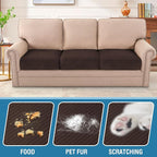 H.VERSAILTEX Velvet Stretch Couch Cushion Cover Plush Cushion Slipcover for Chair Loveseat Sofa Cushion Furniture Protector Seat Cushion Sofa Cover (3 Piece XL Sofa Cushion Covers, Brown Striped)