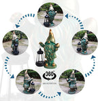 Gnomes Garden Statue Outdoor Décor with Solar Lights Lantern,Gnome Solar Light Figurines Outside Decorations for Yard，Lawn Patio, Balcony, Unique Housewarming Gifts