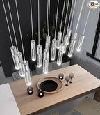 15-Lights Modern Crystal Chandelier LED Pendant Lighting Fixture for Kitchen Island Light Fixtures for Dining Room Hallway Foyer