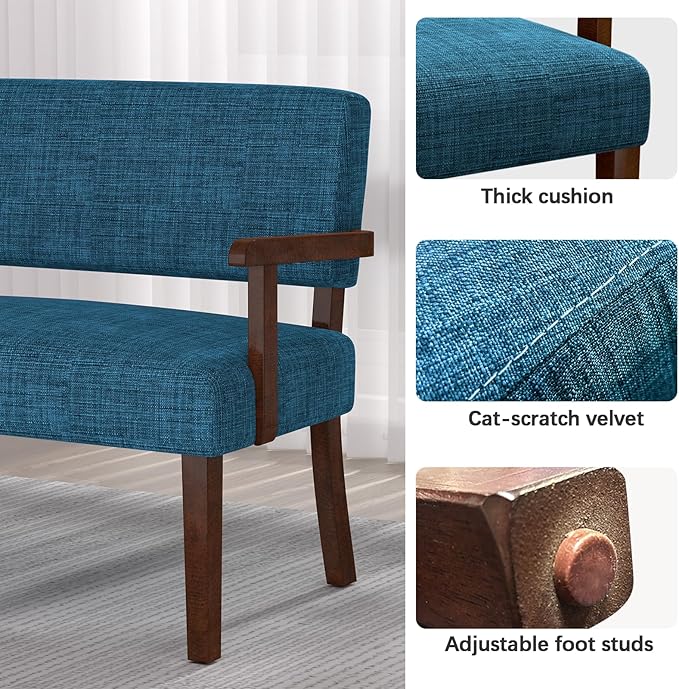 Accent Chair 2 Seat, Arm Chairs with Soft Seat and Armrests for Living Room, Love seat for Dining, Reading, and Waiting Rooms (Blue)