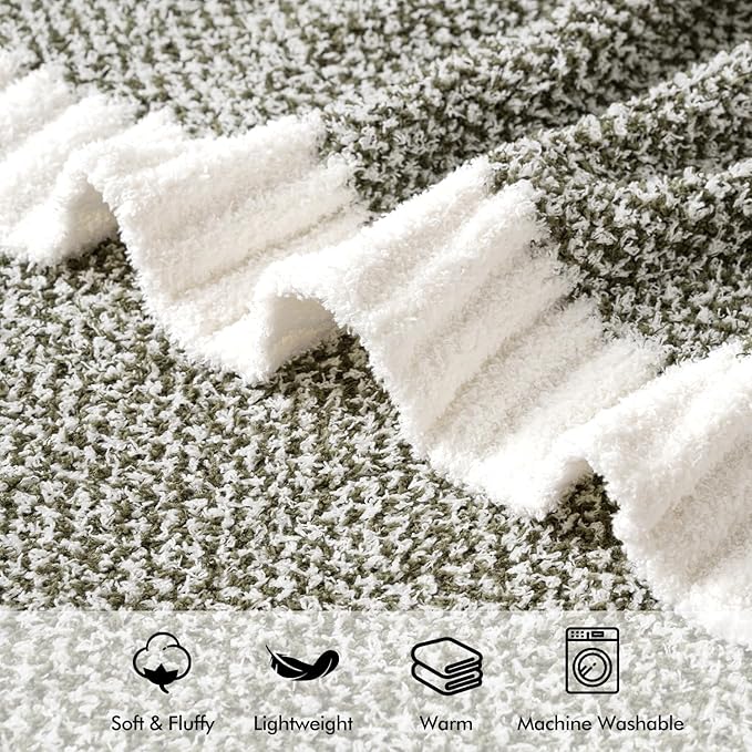 MIULEE Super Soft Throw Blanket for Couch, Olive Green Cozy Fluffy Warm Blankets Lightweight Knit Throw Blankets for Sofa, Bed, Chair, Living Room, Camping, Picnic, 60 x 80 inch