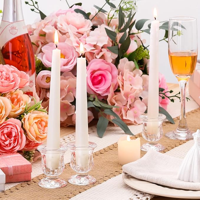 Foaincore 42 Pcs Candlestick Holders Bulk 2.5 Inch Taper Candle Holder for Table Centerpiece Thick Glass Ritual Candle Stand for Wedding Christmas Valentines Festival Party Decorations(Clear)