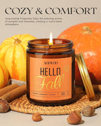 AOOVOO Hello Fall Candles - 9 oz Scented Candles, Aromatherapy Candle, Soy Candle for Home Scented