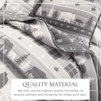 Rustic Cabin King Size Quilt Set with Shams - All-Season, Lightweight, Reversible Bedspread - Lodge-Themed Summer Bedding Sets (King/California King, Rustic Landscape Grey)