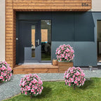 Artificial Boxwood Topiary Ball Trees with Ground Spikes UV Resistant Faux Greenery Shrubs Fake Shrubs for Outdoors, Realistic Faux Plants Bushes for Garden Porch Yard Patio Decor (Pink)