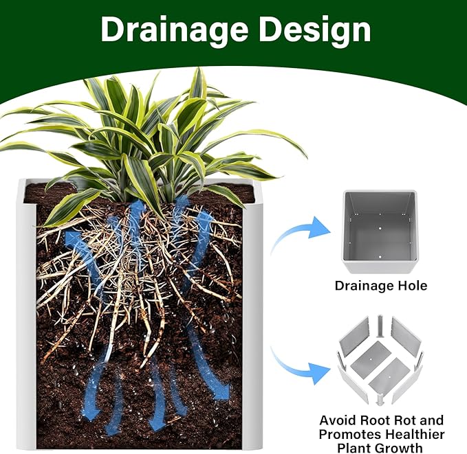 Large Steel Planter Box 26"x26"x26", Heavy Duty Square Metal Planter Box Indoor&Outdoor