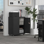 Metal Storage Cabinet with Wheels,Lockable Steel Rolling Storage Cabinet with 2 Doors for Garage,Home Office,Assembly Required,Black