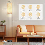 PARTPHONER Modern Floor Lamp with Remote Control - Stepless Dimmable LED Bulb, Adjustable Color Temperature & Brightness, Minimalist Tall Lamp for Living Room, Bedroom, Office, Beige