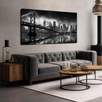 Brooklyn Bridge Canvas Wall Art for Bedroom Black and White City Wall Decor for Living Room Office Wall Art Decor 24 x 48 Inch