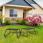 Outdoor Ottomans,Patio Foot Rest Portable Side Table Solid Steel Frame Small Seat All Weather Footrest for Indoor Outdoor Use 2 Pieces Black