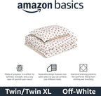 Amazon Basics Lightweight Microfiber Comforter Sets, 2-Pieces, Off White, Floral, Twin/Twin XL