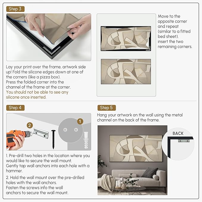 SIGNWIN 24"x46" Extra Large Framed Wall Art Neutral Abstract Geometric in Mid-Century Style, Retro-Inspired Design for Home Living Room Bedroom Decor (Frame Assembly Required)