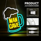 Man Cave Neon Sign, Beer Neon Signs for Wall Decor, Dimmable Acrylic Neon Lights for Man Cave Gamer Room Bedroom Bar Pub Party Decorations