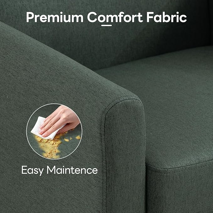 Accent Chairs Set of 2, Mid Century Modern Living Room Chairs Comfy Reading Chair with Upholstered Cushion Relax Armchair for Bedroom Apartment,Office,Green