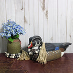 CVHOMEDECO. Wood Beads Garland with Tassels Farmhouse Rustic Wooden Prayer Bead String Wall Hanging Accent for Home Festival Decor. Black Grey Mix Distressed