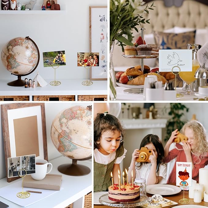 Table Number Holders 20Packs - 3.35 Inch Table Number Stands Place Card Holder for Wedding Party Graduation Reception Restaurant Home Photo Picture Office Memo (Gold, 3.35")