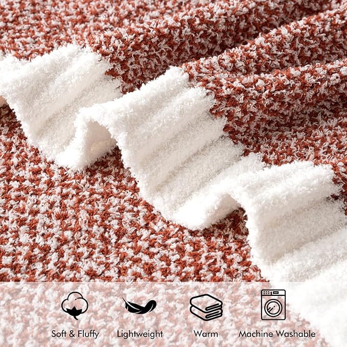 MIULEE Fall Rust Super Soft Throw Blanket for Couch, Cozy Fluffy Warm Throws Knit Blankets for Sofa, Bed, Chair, Living Room, Camping, Picnic, 50 x 60 inch