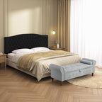 Storage Ottoman Bench for Bedroom, 63" End of Bed Bench with Rolled Arms Upholstered Ottoman Bench Fit for Bedroom, Living Room, Entryway, Velvet Light Gray