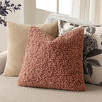 Foindtower 2 Pieces 24x24 Inch Dusty Pink, Faux Fur Throw Pillow Cover Accent Sherpa Furry Pillow Covers Fuzzy Soft Pillowcases Cozy Sheepskin Decorative Fleece Cushion Case for Bed Couch Living Room