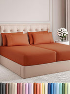Split King Sheets Set 7 Piece - Includes 4 Pillowcases - Bed Sheets Split King - Soft Hotel Luxury Bedding - Cooling and Breathable - 1 Flat & 2 Fitted & 4 Pillowcases w/ Deep Pockets - Terracotta
