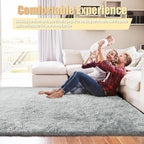 6x9 Fluffy Area Rug for Living Room,Shag Area Rugs for Bedroom,Grey Soft Fuzzy Rug Non-Shedding Indoor Plush Carpet for Kids Bedroom Nursery Dorm Home Decor