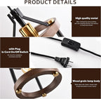 MO&OK Chandelier Vintage Pendant Light Fixture, Wood Color Farmhouse Wooden Metal Chandeliers, Open Frame Hanging Lighting for Diningroom,Bar, Entrance Hall, Kitchen Island H10.6 xD6.7-1 Light