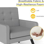 Kromax Mid-Century Modern Accent Chair for Living Room, 496 Lb. Weight Capacity, Dual Armrests, Comfy Extra Large Seat, Timeless Style Perfect for Reading & Relaxing, Light Grey