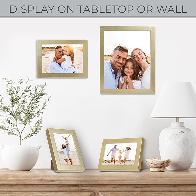 Sheffield Home 4 Piece Gallery Wall Frame Set, 8x10 Inch, 5x7 Inch, and 4x6 Inch, Gold