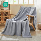 EMME Cotton Muslin Throw Blanket Couch Breathable Gauze Blanket Soft Lightweight Blankets Adults (Dusty Blue, 50"x60")