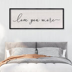 LuZhiQiang Love You More Sign Wall Decor 40"x15" for Master Bedroom Above Over Bed Large Simple Wood Framed Hanging Wall Art (Black)
