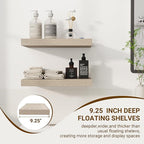 16 Inch Floating Shelves, 3D Textured Wood Grain, 16"x9.25"x1.5" Inch Deep Floating Shelves for Wall, Wooden Shelves for Bathroom, Bedroom, Living Room, Vintage White Oak