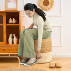 Wimarsbon Round Pouf Ottomans, Handwoven Natural Water Hyacinth Seagrass Pouffe,Outdoor Rattan Stool Accent Seat, Bohemian Coastal Home Decor (Storage - 14inch Natural Cattail & White Corn Shell)