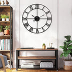 1st owned Large Wall Clock Metal Retro Roman Numeral Clock, Modern Round Wall Clocks Almost Silent, Easy to Read for Living Room/Home/Kitchen/Bedroom/Office/School Decor (Black, 40 Inch)