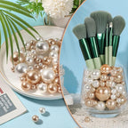 200 PCS Champagne Vase Fillers, Pearls Bead for Centerpieces Vases, 10/14/20 MM No Hole Beads, Fake Pearls for Wedding Birthday Anniversary Theme Party Table Centerpieces Decor