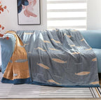 MSGKV Boho Throw Blanket 100% Cotton Woven Blanket for Couch Sofa Bed Double Sided Knit Throw Reversible Summer Blanket 80''Wx 90''L