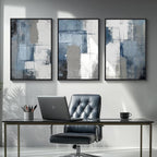 Large Framed Navy Blue and Grey Abstract Wall Art for Living Room, 3 Piece Modern Canvas Prints Paintings Artwork for Walls, Minimalist Abstract Pictures Wall Decor for Hallway Office Bedroom 24x36 In