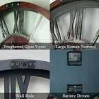 36 Inch Moving Gear Wall Clock, Oversized Wall Clocks, Clock Living Room Decor, Solid Wood Frame, Battery Operated, Large Wall Clock with Industrial for Fireplace(Black Walnut)