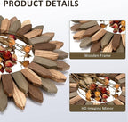 Honiway Boho Wall Decor 12 inch Decorative Mirror with Rustic Wood Sunburst Frame, Perfect for Bedroom, Living Room, Bathroom, Kitchen