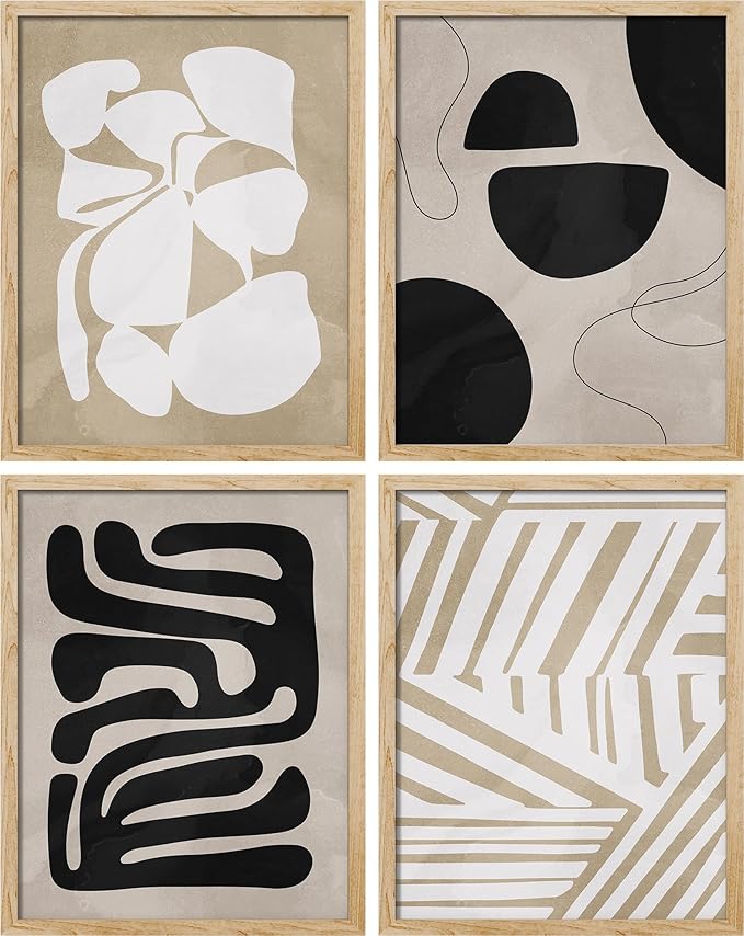 SIGNWIN Adhesive Canvas Poster Tropical Mid-Century Modern Hawaiian Geometric Print Abstract Shapes Illustrations Minimalism Decorative Rustic Cozy Zen for Living Room, Bedroom, Office - 12"x16"x4