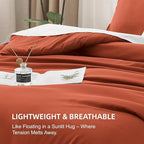 Litanika Oversized King Comforters Burnt Orange Super King Plus Size, 3 Pieces Lightweight Solid Bedding Comforter Set, All Season Fluffy Bed Set (128x120In Comforter & 2 Pillowcases)