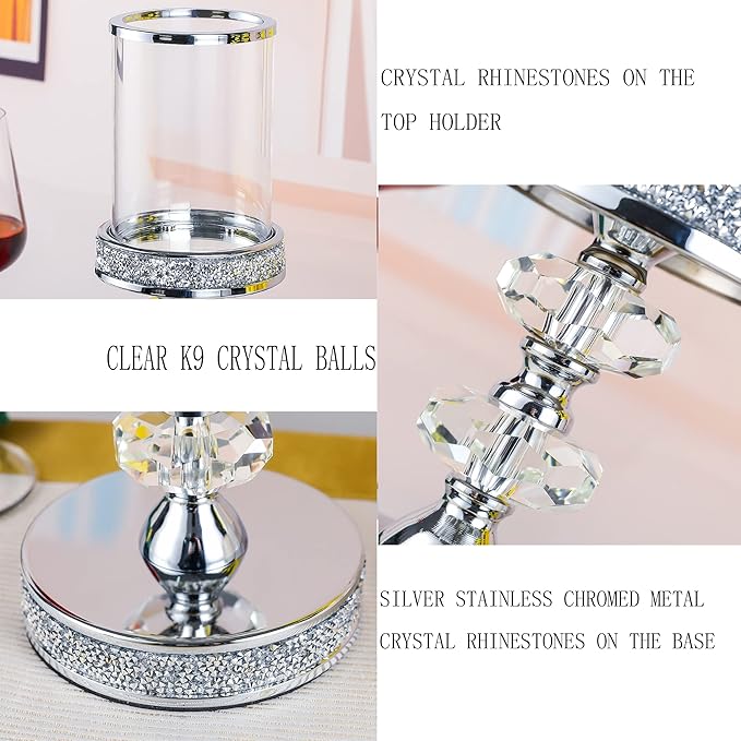 Candle Holder, Pillar Candle Holders, Crystal Candlesticks Holder for Wedding, Parties, Events, Chirstmas,Home Decor, Table Centerpieces CH048LD