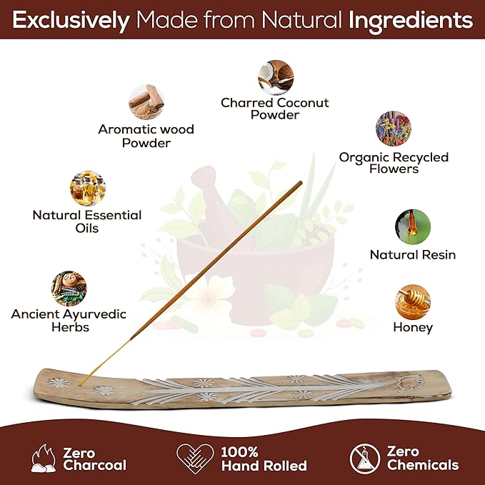 Satya Namaste Incense Sticks, Satya Bng (Bangalore) Insenses 15gmx12 Pack with Raajsee Incense Holder Bundle, Satya Nagchampa Natural Incense