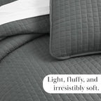 Southshore Fine Living, Inc. Summer Bedspreads, Queen Size Set, Full/Queen Quilt Bedspread with 2 Matching Pillow Shams, Soft Microfiber Lightweight Quilts Coverlet, Easy Care, Slate Grey