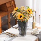 MCMCNCUIU Crystal Glass Vase, Large Crystal Vases for Flowers, Large Flower Vase, Black Modern Vases for Living Room, Bedroom, Kitchen, Dining Table, Mantle, Wedding, 11 Inches