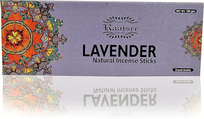 raajsee Lavender Incense Sticks 100 Gm Pack-100% Pure Organic Natural Hand Rolled Free from Chemicals-for Church,Aroma Therapy,Relaxation,Meditation,Positivity & Sensual Therapy