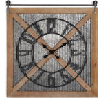 Oakrain Rustic Large Wall Clock, Classic Vintage Hanging Clock, Silent Non-Ticking Square Wall Clock for Living Room Bedroom Office, Numeral, Brown, 27''x29''