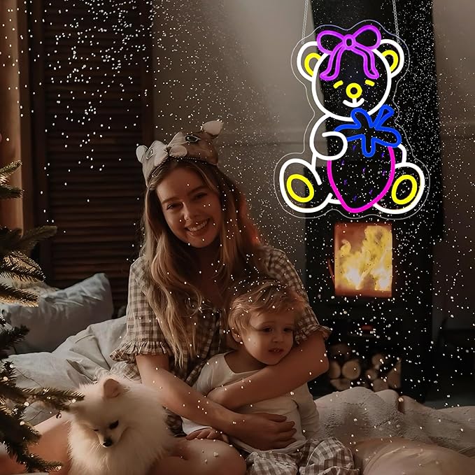 Bear Neon Sign, Neon Signs for Wall Decor Neon LED Signs Room Neon Light Up Signs Home Decor for Bedroom Club Party Bar Shop USB Operated