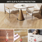 Clear Plastic Area Mat for Under Dining Table, 8ft Round No Slip Waterproof Vinyl Area Rug for Home, Anti-Spill Hard Floor Protector Cover, Splat Mat for Under High Chair, Easy Clean Floor Mat